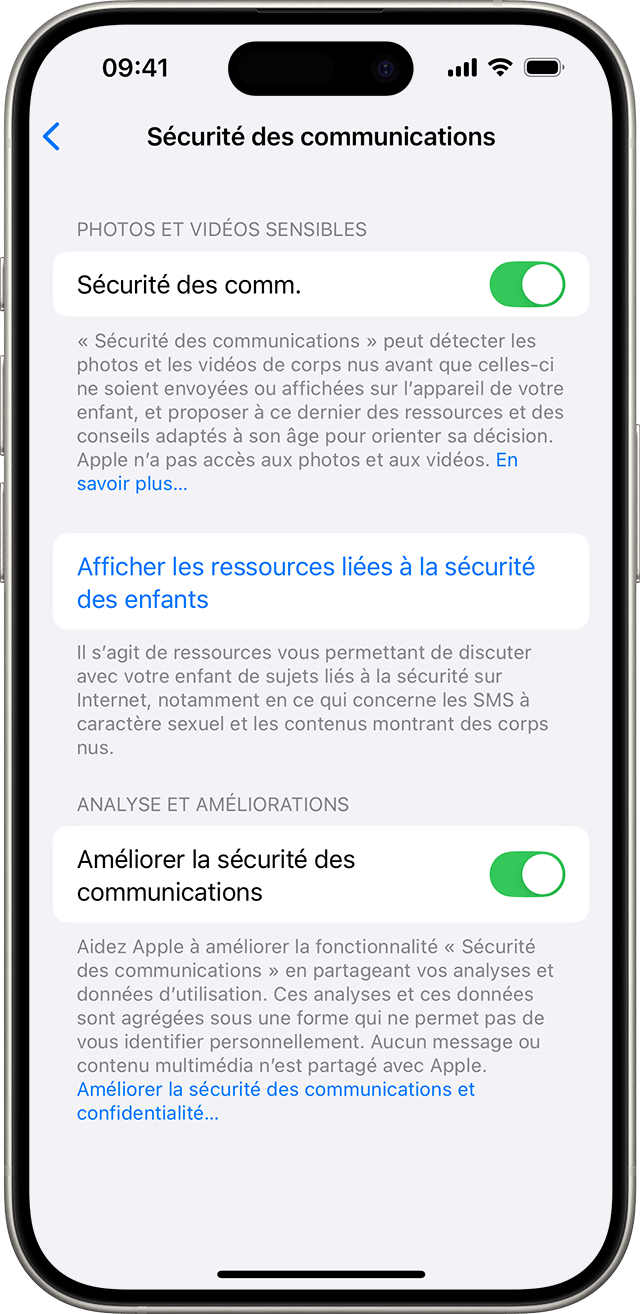 Dans les réglages de l’iPhone, activez Sécurité des communications.