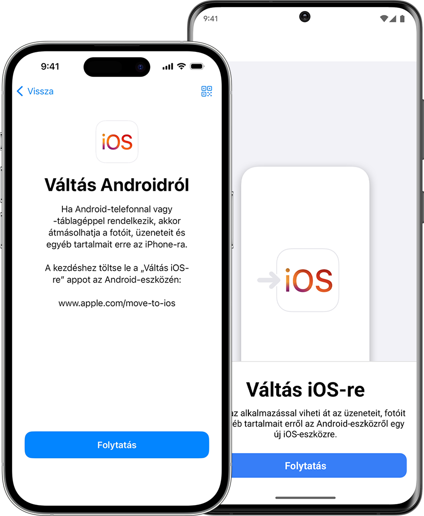 A „Váltás iOS-re” alkalmazás segítségével az adatok átvihetők az androidos telefonról egy új iPhone-ra.