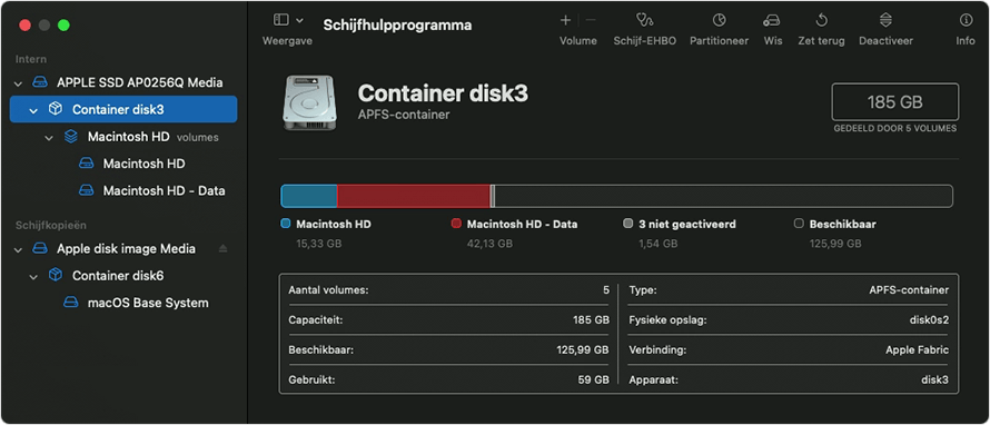 Schijfhulpprogramma: containers en volumes