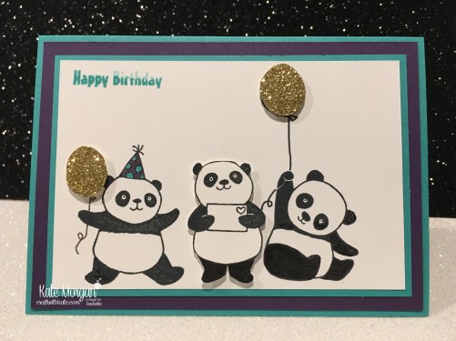 Birthday card using Stampin Ups Party Pandas & Special Celebrations, Saleabration 2018 by Kate Morgan, Independent Demonstrator, Australia.