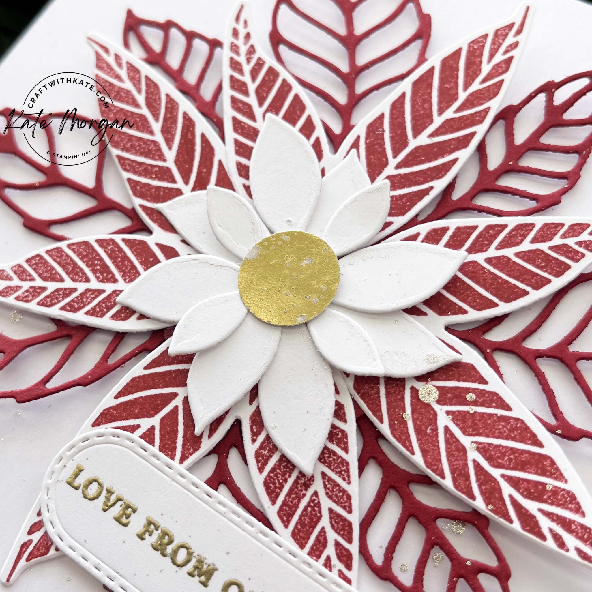 Changing Leaves Poinsettia card Week 8 HOC by Kate Morgan, Stampin Up Australia 2024 close up