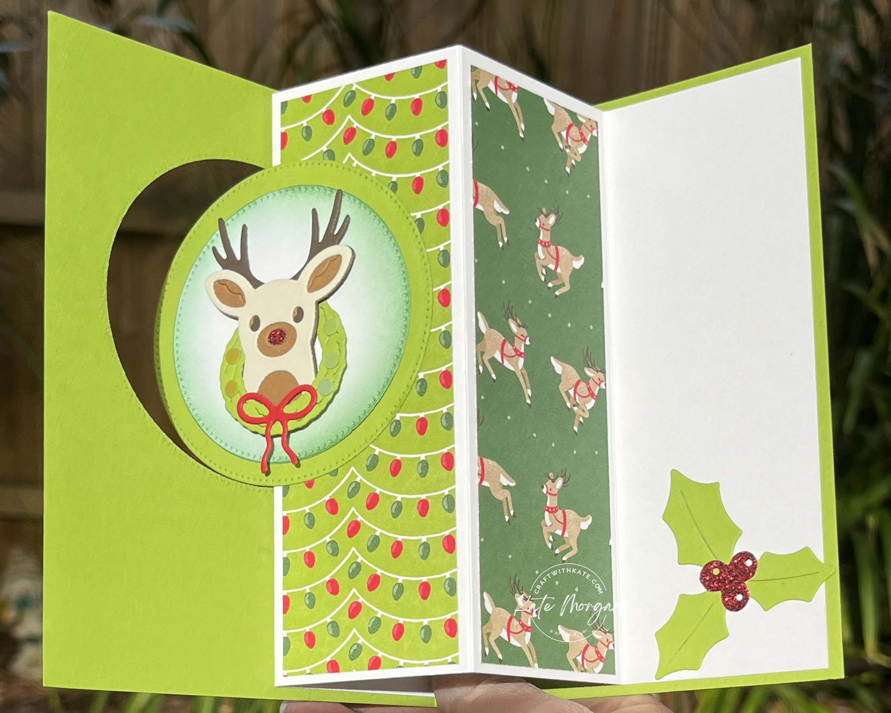 Reindeer Fun Fun Fold card Week 14 HOC by Kate Morgan, Stampin Up Australia 2024 open