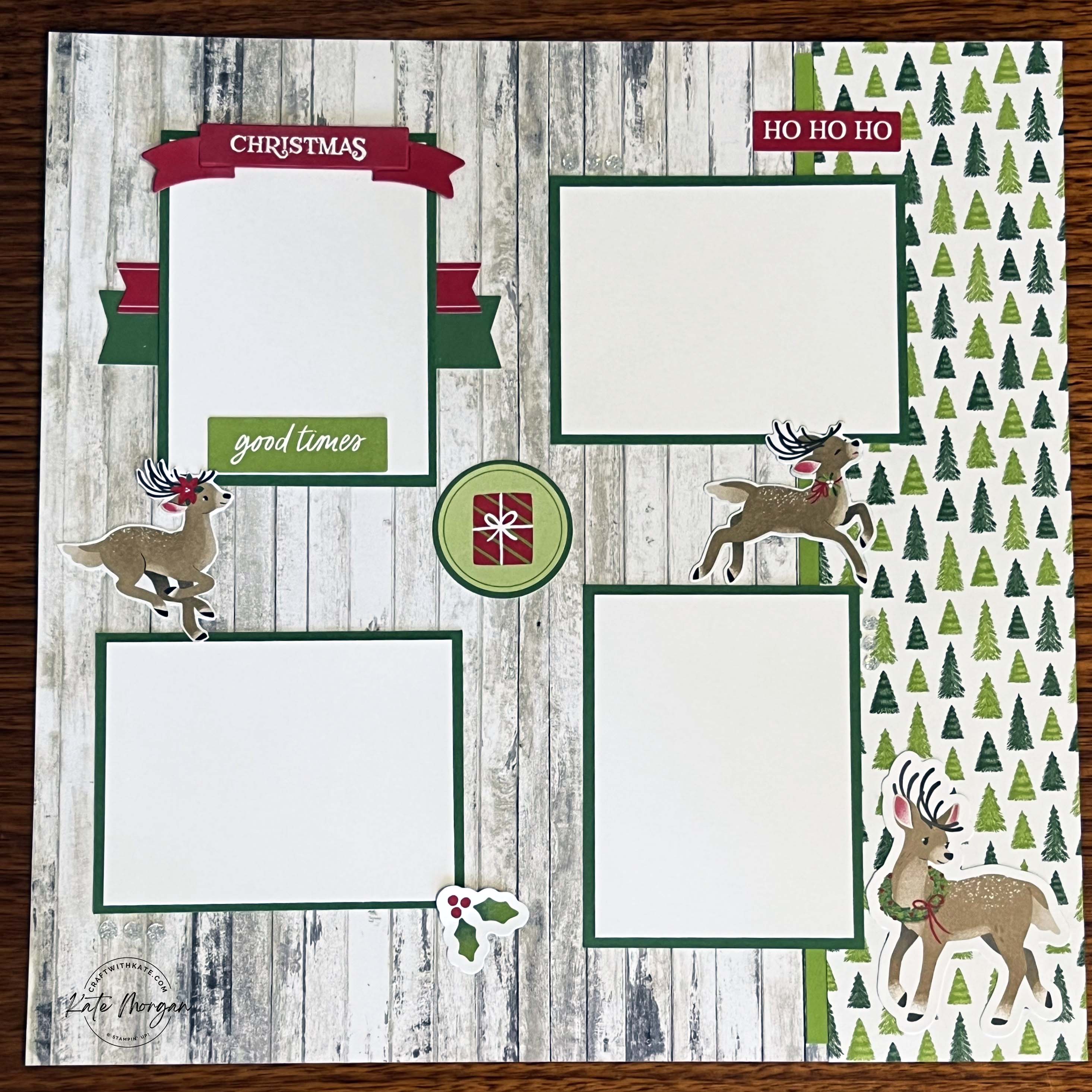 Reindeer Memories Scrapbook Page 4 Week 14 HOC by Kate Morgan, Stampin Up Australia 2024