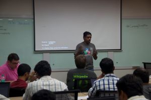 Santhosh Thottingal presenting his talk on jquery.ime