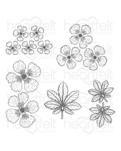 Hollyhock Petals & Leaves Digital Stamp Set