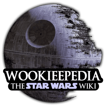 Logo of Wookieepedia, a comprehensive Star Wars wiki, featuring an image of the Death Star.