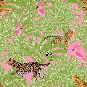 Leopards in a pink jungle