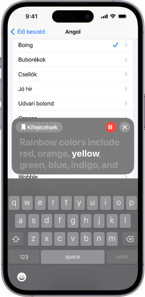 Az iPhone-on lévő Élő beszéd funkció felolvas bármely megadott szöveget.