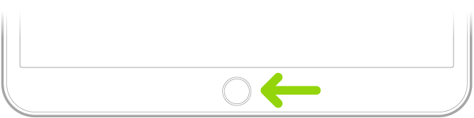 Gumb Domov (Touch ID) na dnu iPada.
