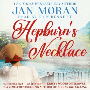 Audiobook of Hepburns Necklace by Jan Moran with a scene of a villa on the shores of Lake Como, Italy