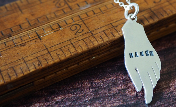 Handmade Maker necklace to symbolised the UK alternative to Etsy