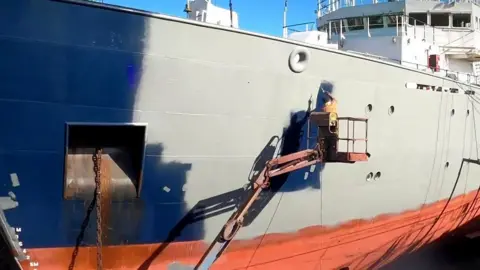 Whaling ship undergoing refurbishment