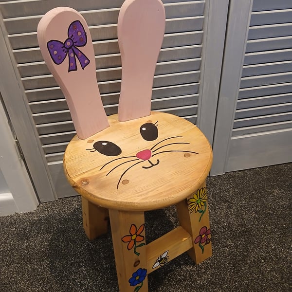 Wooden Stool Children's Stool Bunny Round Stool