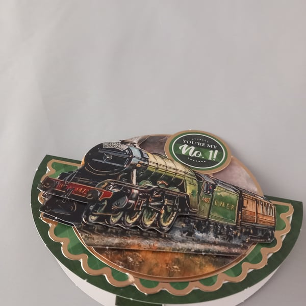 Mens rocker birthday card decoupage train themed greetings