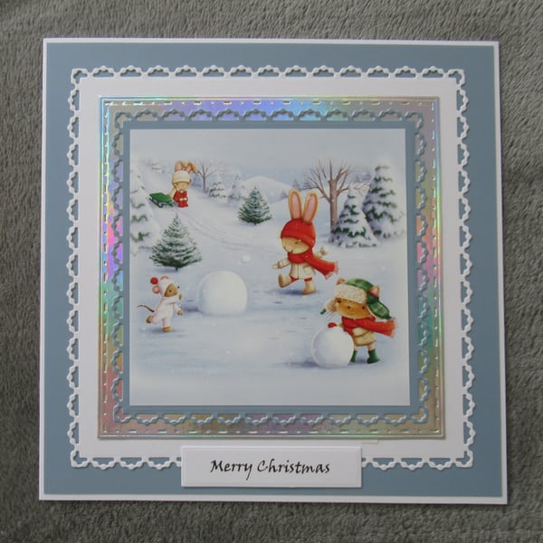 Cute Animals In The Snow - Square Card