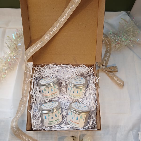 Natural Soy Wax Candles - Set of Four - with Gift Box