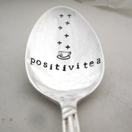 Positiviteaspoon, Handstamped Vintage Spoon, Positivity Gift