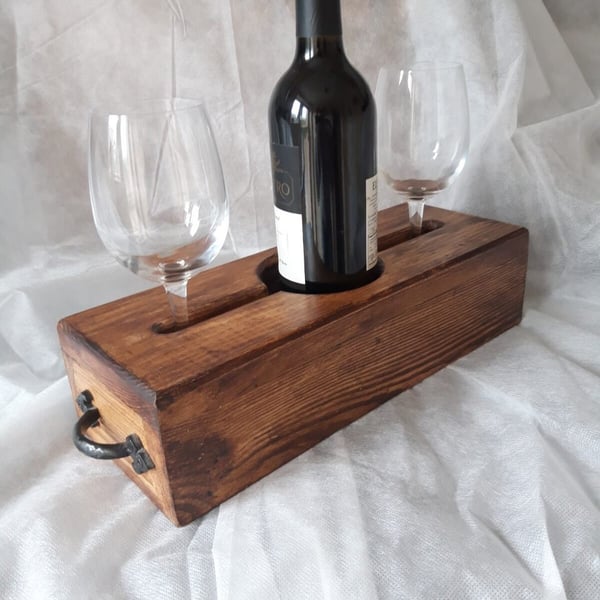 WineGin Bottle & Glass Holder Caddy. Beer Caddy