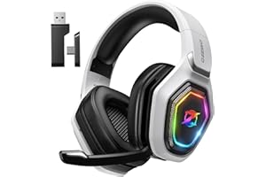 Ozeino Casque Gaming Sans Fil pour PC PS5 PS4, 2.4GHz Audio sans perte, USB & Type-C casque de jeu Ultra Stable avec Micropho