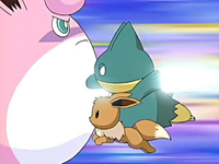 Wigglytuff usando golpe cuerpo.