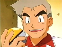 El profesor Oak con la Pokébola GS/GS Ball.