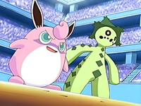 Wigglytuff y Cacturne preparados para luchar.