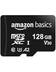 Amazon Basics MicroSDXC-Speicherkarte, 128 GB, mit SD-Adapter, A2, U3, 100 MB/s max. Lesegeschwindigkeit, Schwarz