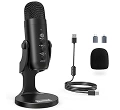 zealsound USB Mikrofon, Kondensator Mikrofon für PC Handy, PS4, PS5, Microphone PC USB C für Gaming, Podcast,Aufnahmen,Stre…