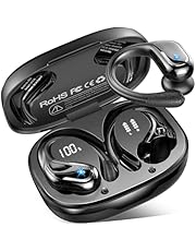 Bluetooth Kopfhörer Sport, 75Std Kopfhörer Kabellos Bluetooth 5.4, HiFi Stereo Tiefer Bass Wireless Earbud, 4 ENC Noise Cancelling Mic, IP7 Wasserdicht in Ear Ohrhörer mit Ohrhaken, USB-C LED-Anzeige