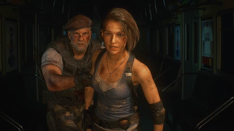 William Hope, Craig Johnson, and Nicole Tompkins in Resident Evil 3 (2020)