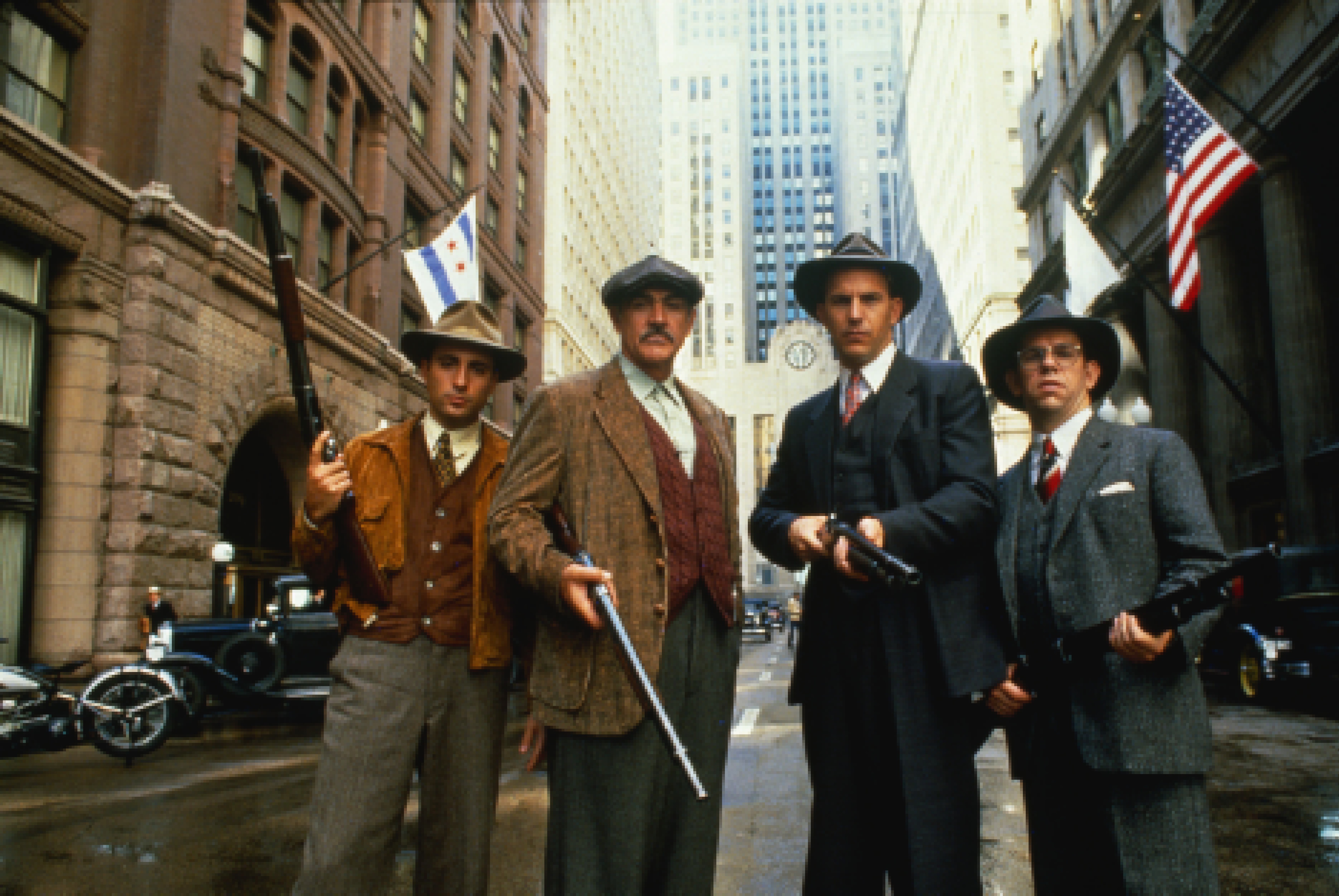 Sean Connery, Kevin Costner, Andy Garcia, and Charles Martin Smith in The Untouchables (1987)