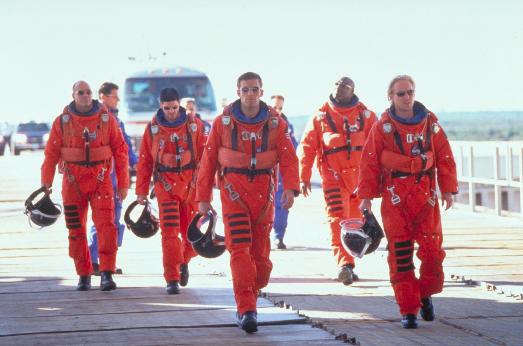 Ben Affleck, Michael Clarke Duncan, Owen Wilson, and Greg Collins in Armageddon (1998)