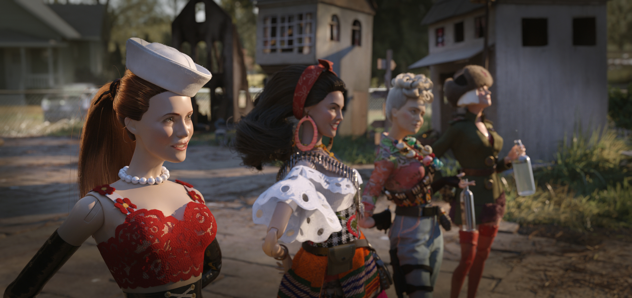 Leslie Mann, Merritt Wever, Eiza González, and Gwendoline Christie in Welcome to Marwen (2018)