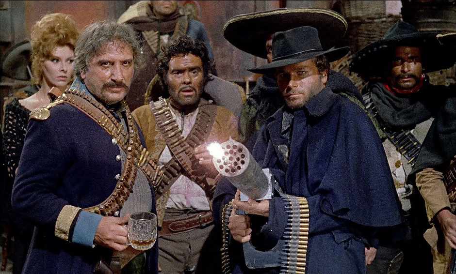 Simón Arriaga, José Bódalo, Loredana Nusciak, and Franco Nero in Coffin for a Gunfighter (1966)