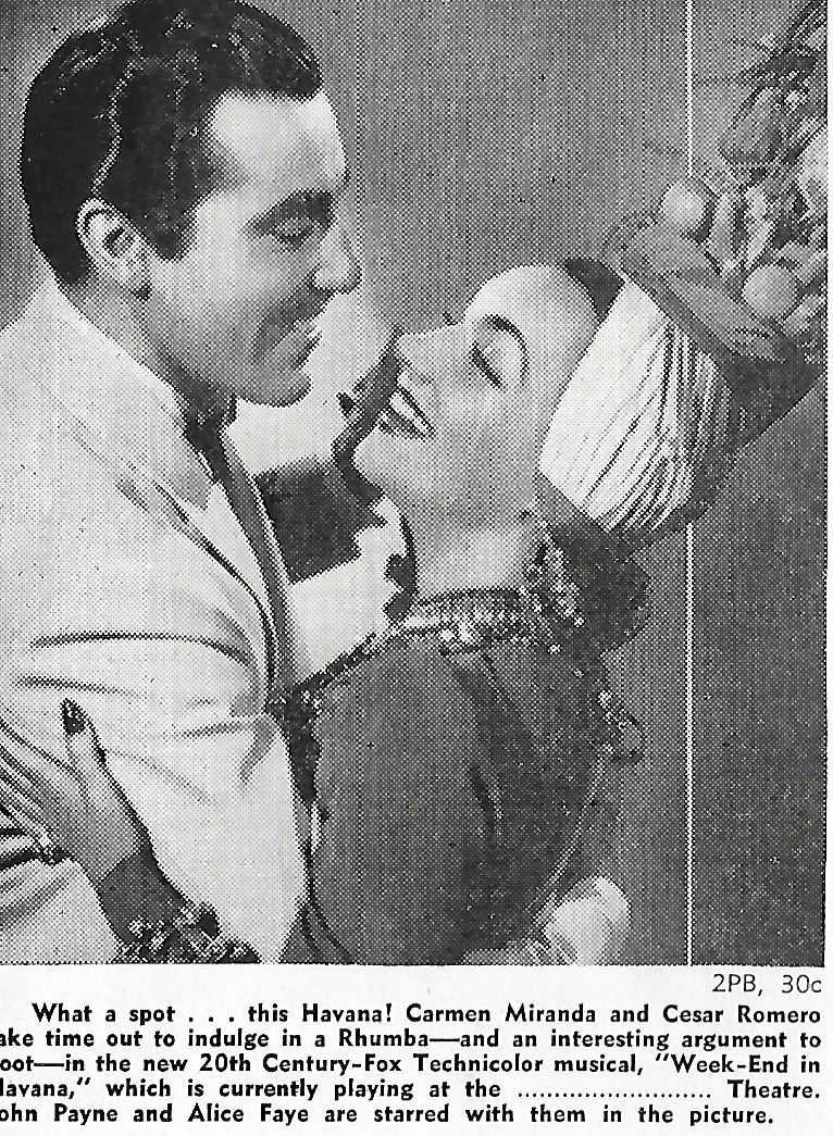 Carmen Miranda and Cesar Romero in Week-End in Havana (1941)