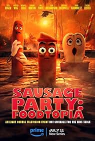 Michael Cera, Seth Rogen, and Kristen Wiig in Sausage Party: Foodtopia (2024)