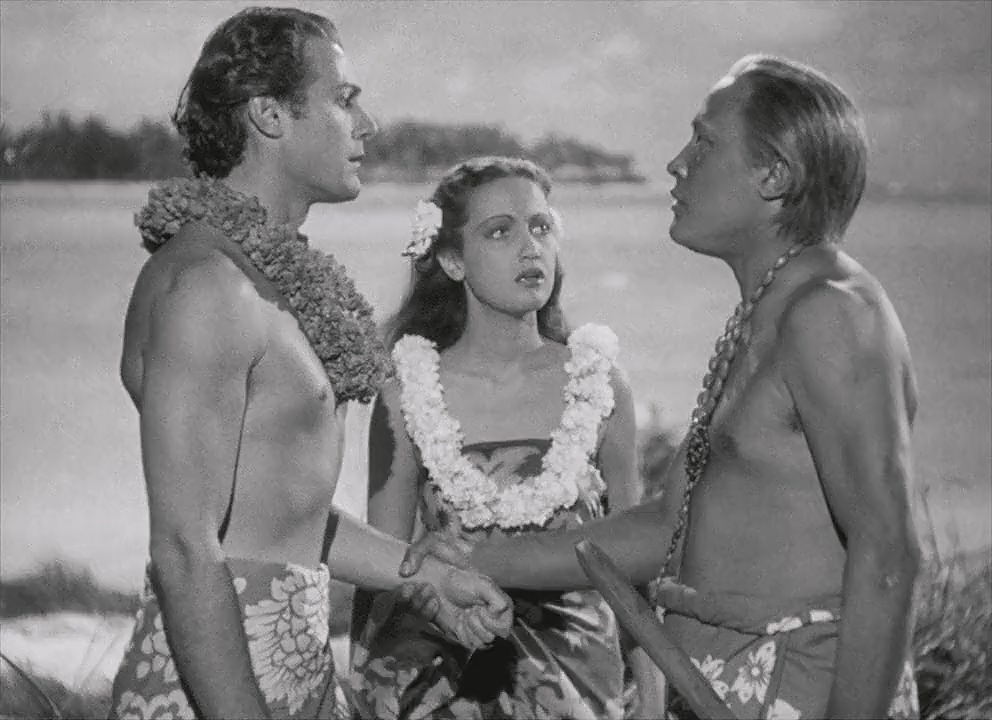 Jon Hall, Al Kikume, and Dorothy Lamour in The Hurricane (1937)