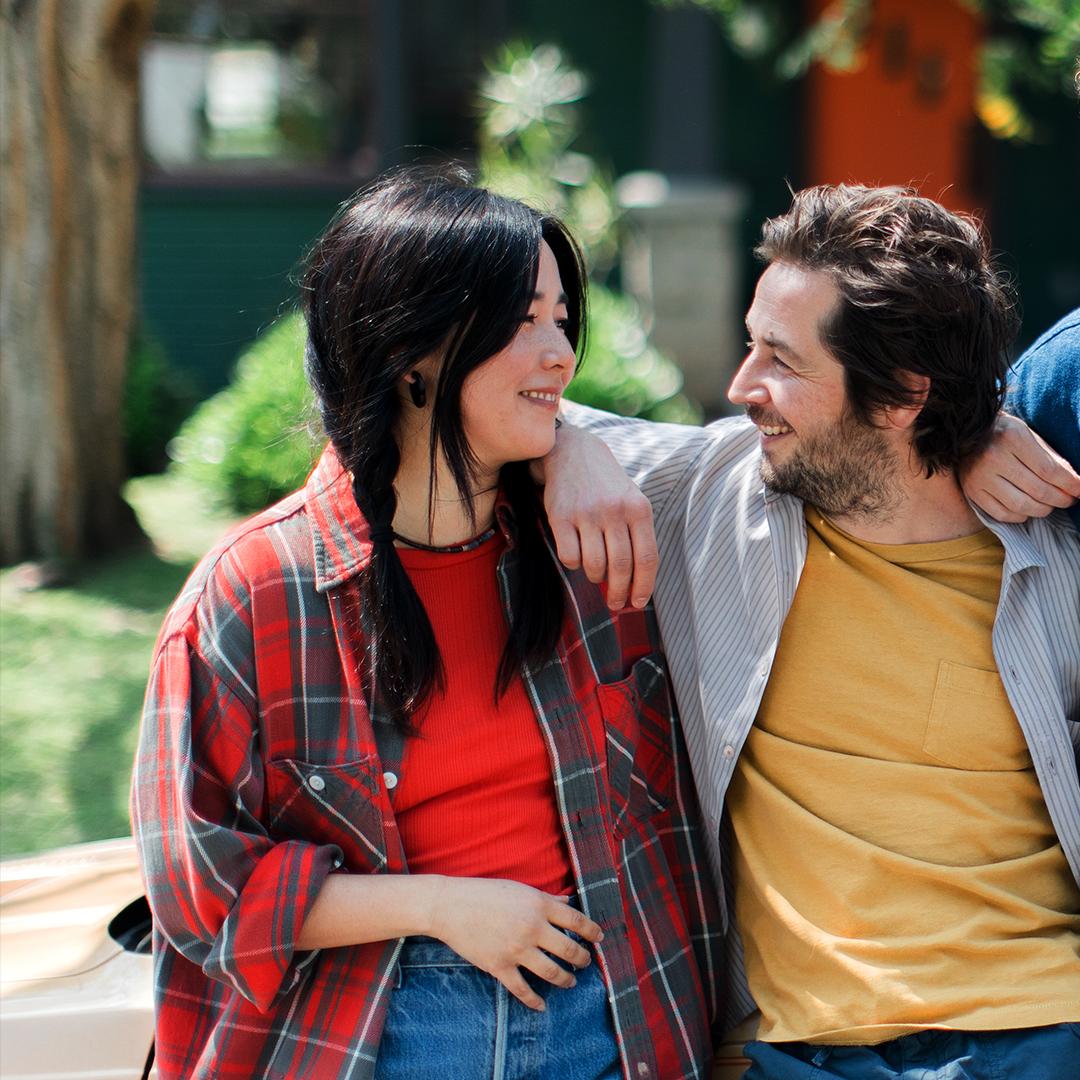 Michael Angarano and Maya Erskine in Sacramento (2024)