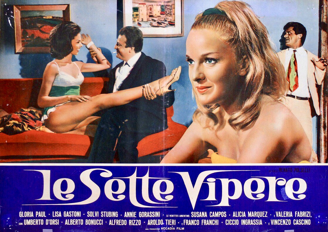 Umberto D'Orsi, Franco Franchi, Lisa Gastoni, and Gloria Paul in Le sette vipere (Il marito latino) (1964)