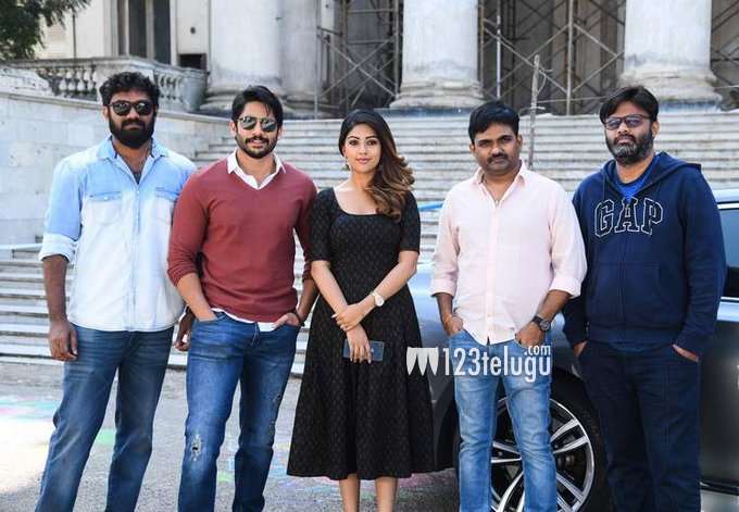 Naga Chaitanya Akkineni, Maruthi Dasari, Anu Emmanuel, and Suryadevara Naga Vamsi in Sailaja Reddy Alludu (2018)