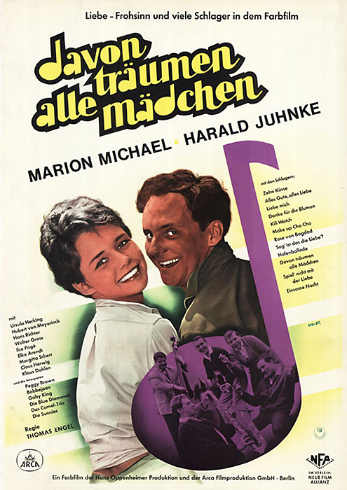 Thomas Engel, Harald Juhnke, and Marion Michael in Davon träumen alle Mädchen (1961)