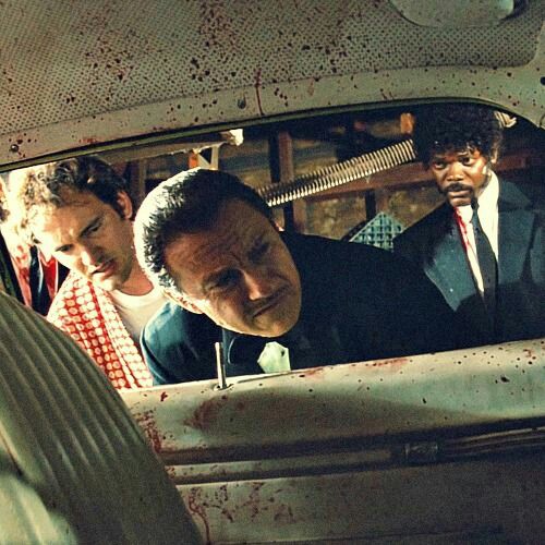 Samuel L. Jackson, Harvey Keitel, and Quentin Tarantino in Pulp Fiction (1994)