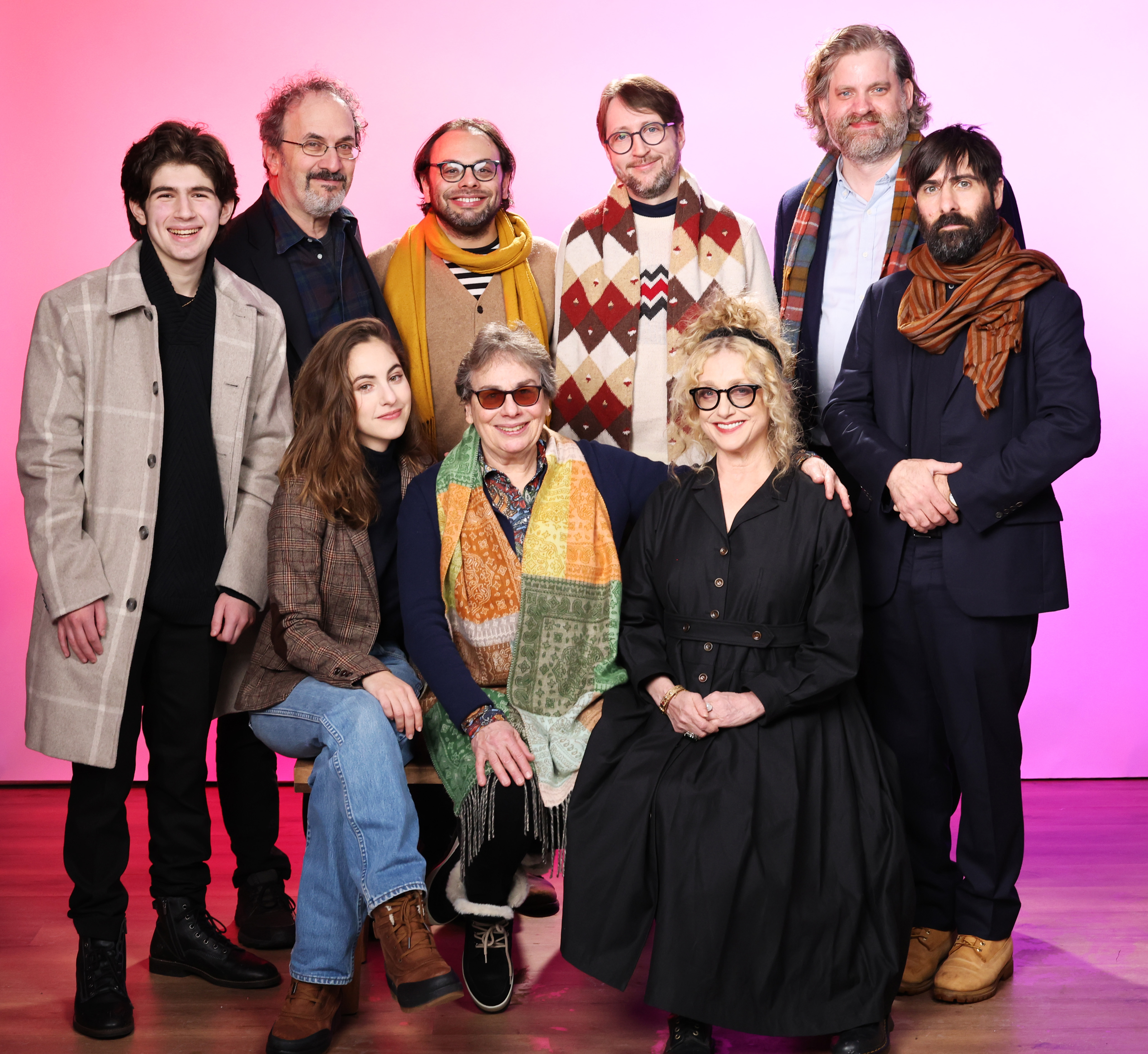 Carol Kane, Jason Schwartzman, Cindy Silver, Robert Smigel, John Magary, C. Mason Wells, Nathan Silver, Jacob Morrell, and Madeline Weinstein at an event for Between the Temples (2024)