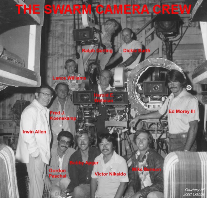 Irwin Allen, Fred J. Koenekamp, Bob Apger, Richard Barth, Mike Benson, Ralph Gerling, Edward Morey III, Victor Nikaido, Gordon Paschal, Harold E. Wellman, and Lance Williams in The Swarm (1978)