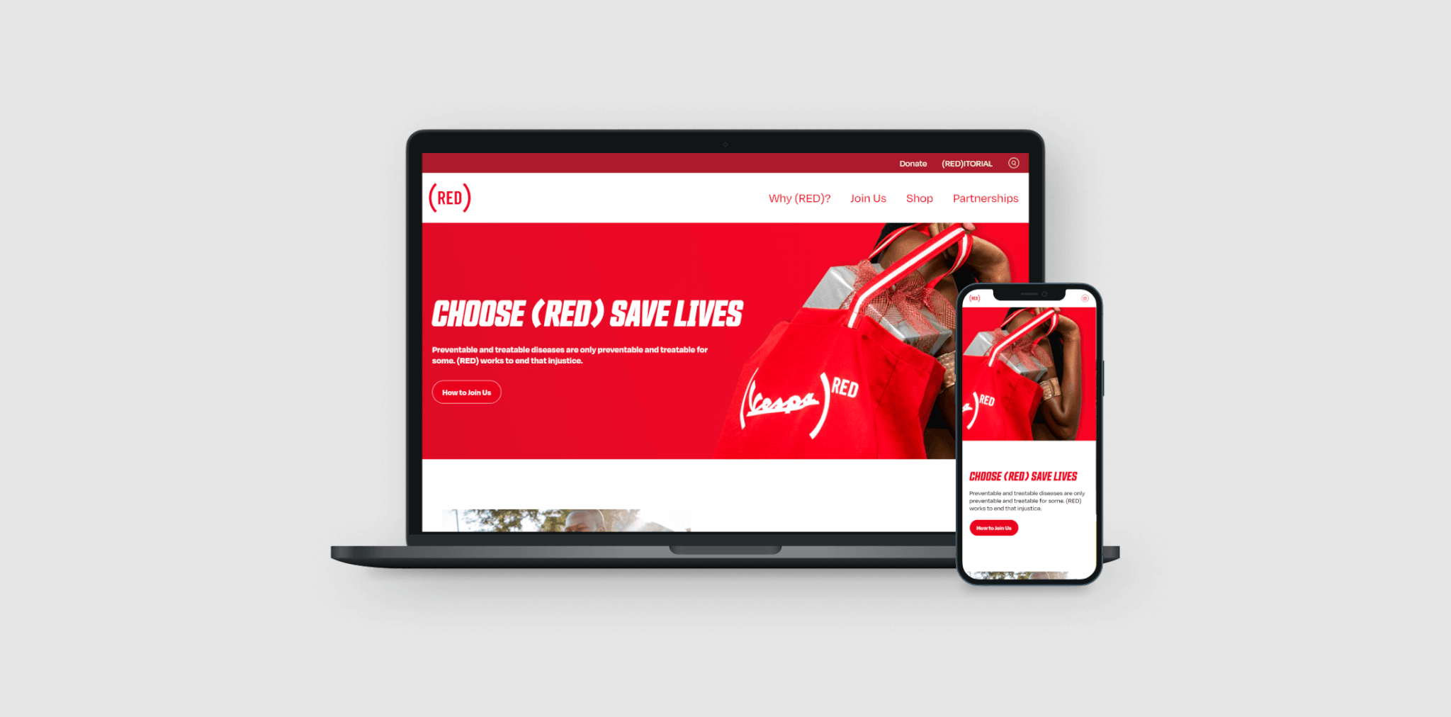 RED.org home page on laptop and mobile screens