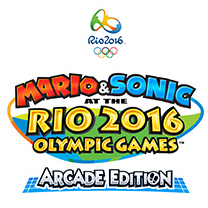 The logo of Mario & Sonic at the Rio 2016 Olympic Games Arcade Edition.