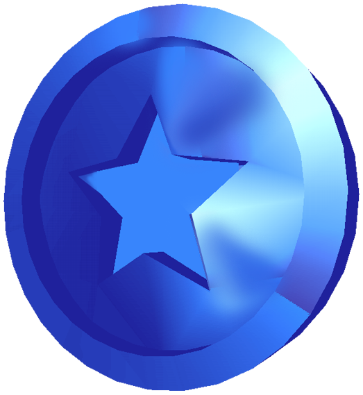 Artwork of a blue coin in Super Mario Sunshine