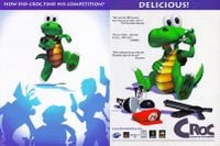 A printed advertisement for Croc: Legend of the Gobbos, featuring a reference to Mario's red cap.