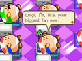 Mario and Luigi talking to one of the blorbed Toads in the clinic.