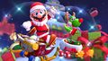 Mario (Santa) tricking in the Jingle Bells kart